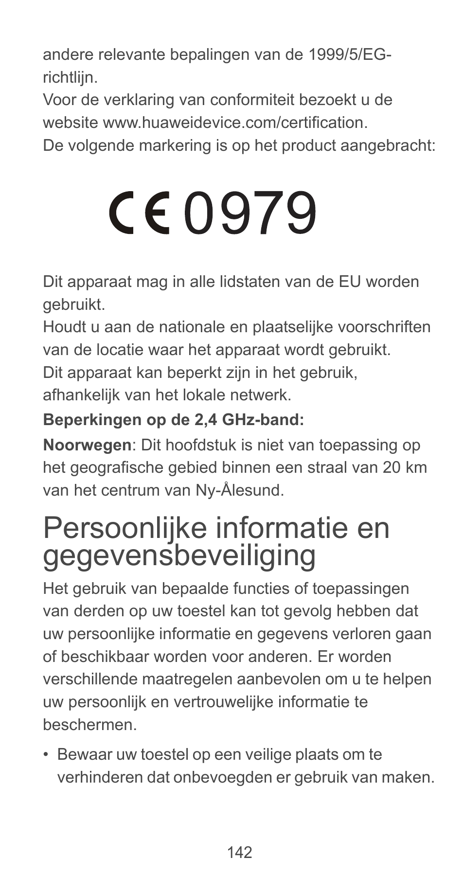 Persoonlijke informatie en gegevensbeveiliging | Huawei Ascend G525 User Manual | Page 142 / 168