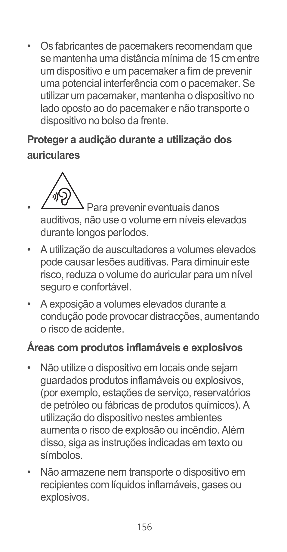 Áreas com produtos inflamáveis e explosivos | Huawei Ascend G525 User Manual | Page 156 / 168