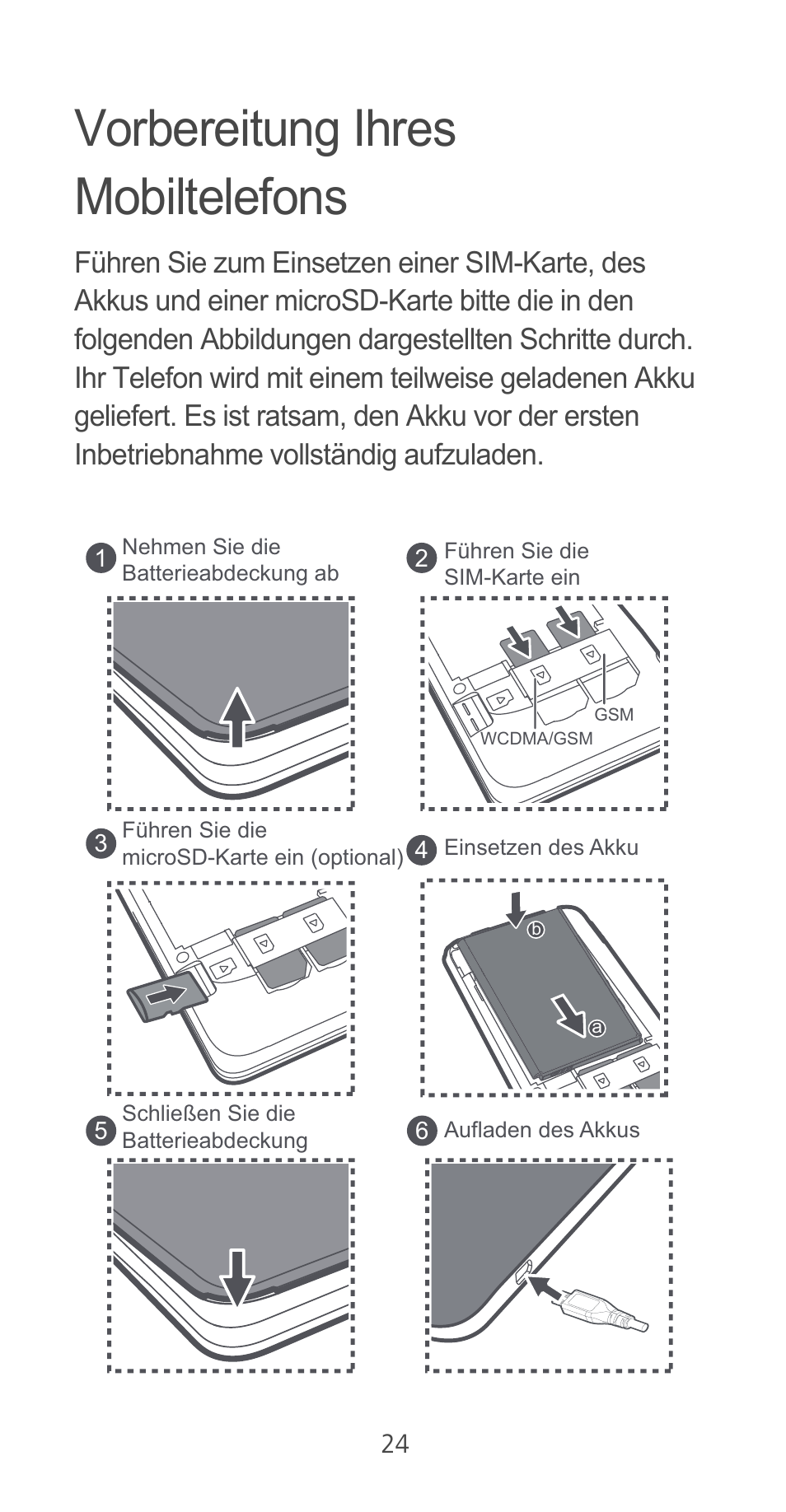 Vorbereitung ihres mobiltelefons | Huawei Ascend G525 User Manual | Page 24 / 168