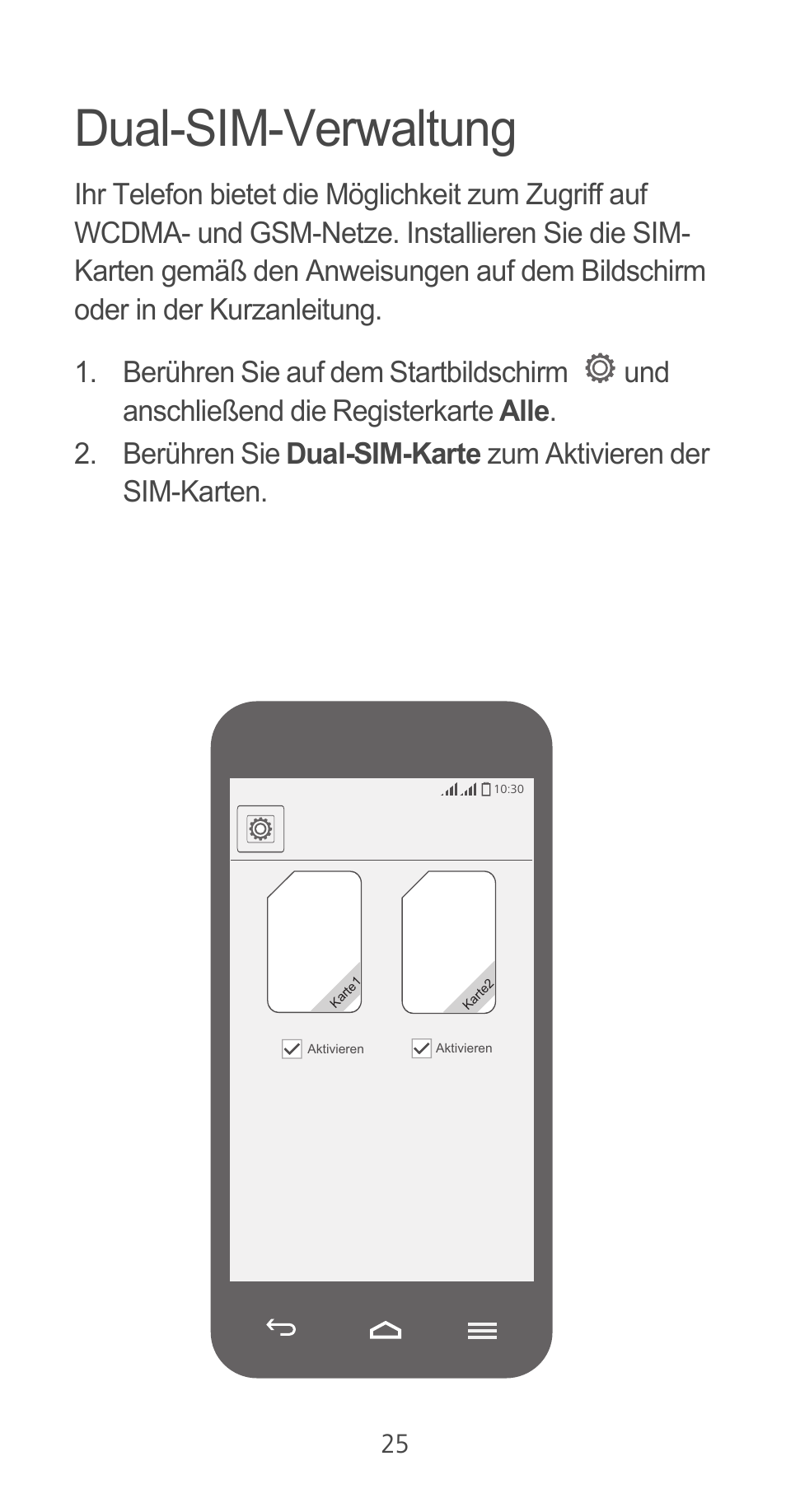 Dual-sim-verwaltung | Huawei Ascend G525 User Manual | Page 25 / 168