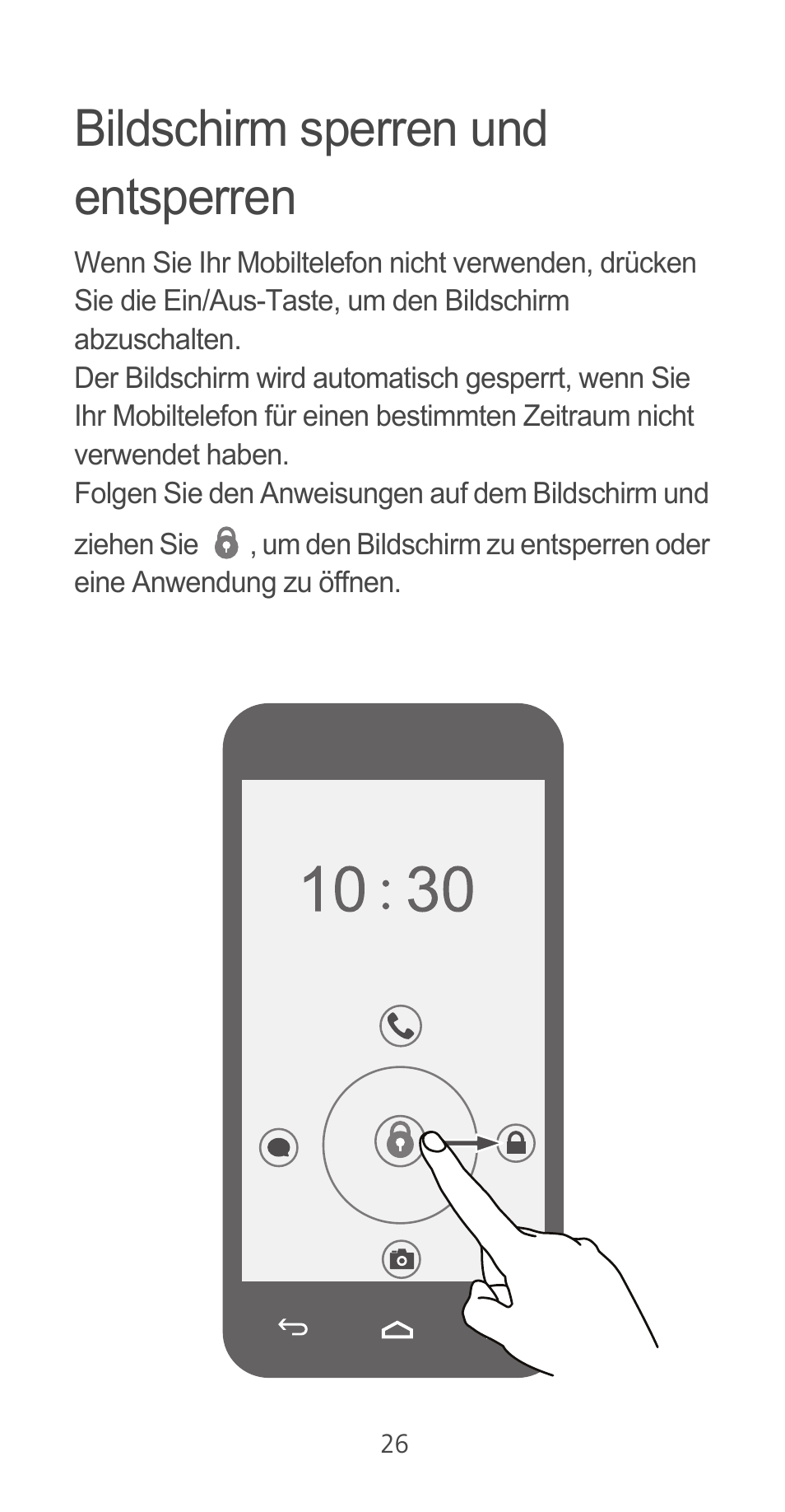 Bildschirm sperren und entsperren | Huawei Ascend G525 User Manual | Page 26 / 168