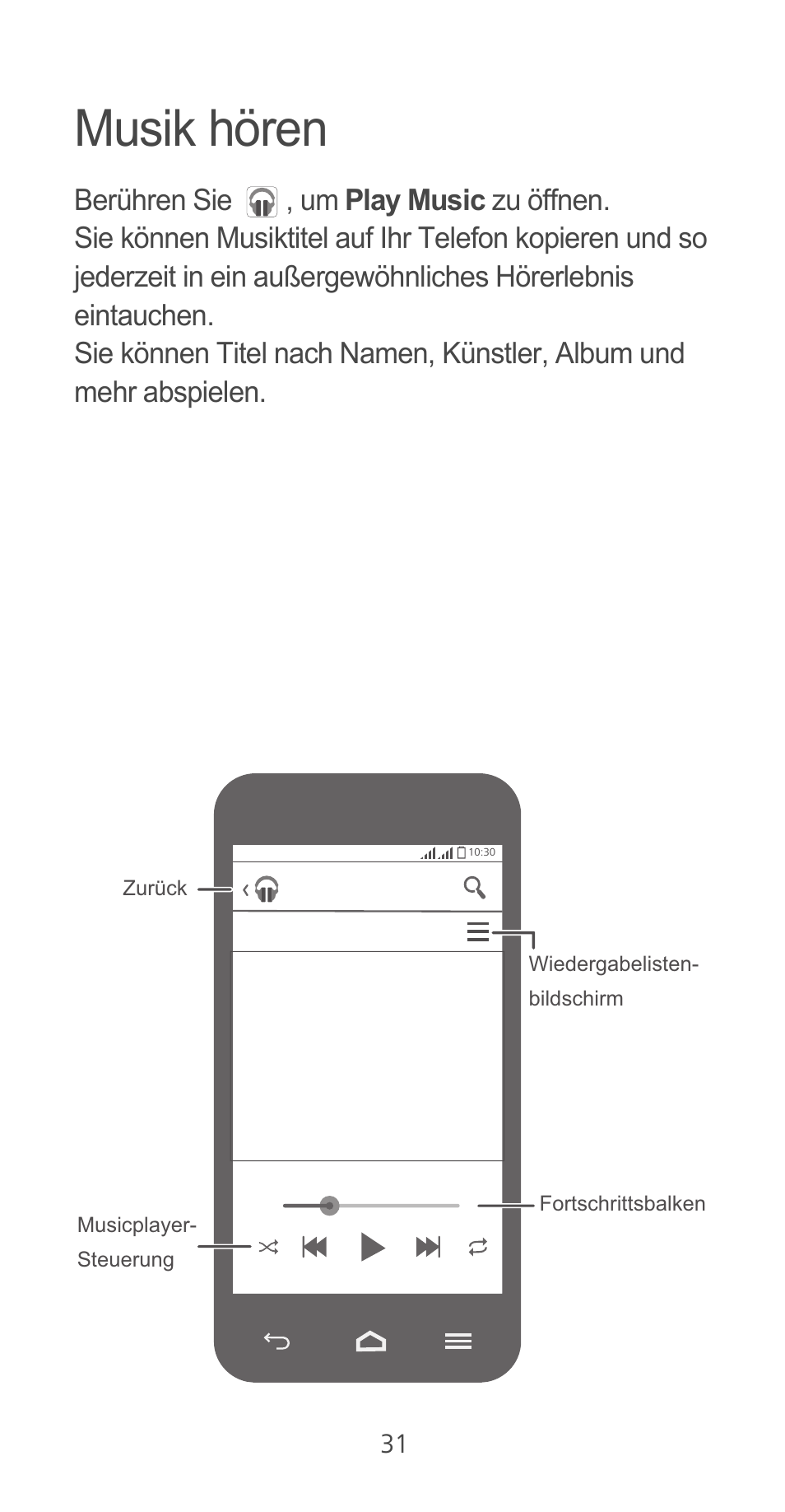 Musik hören | Huawei Ascend G525 User Manual | Page 31 / 168