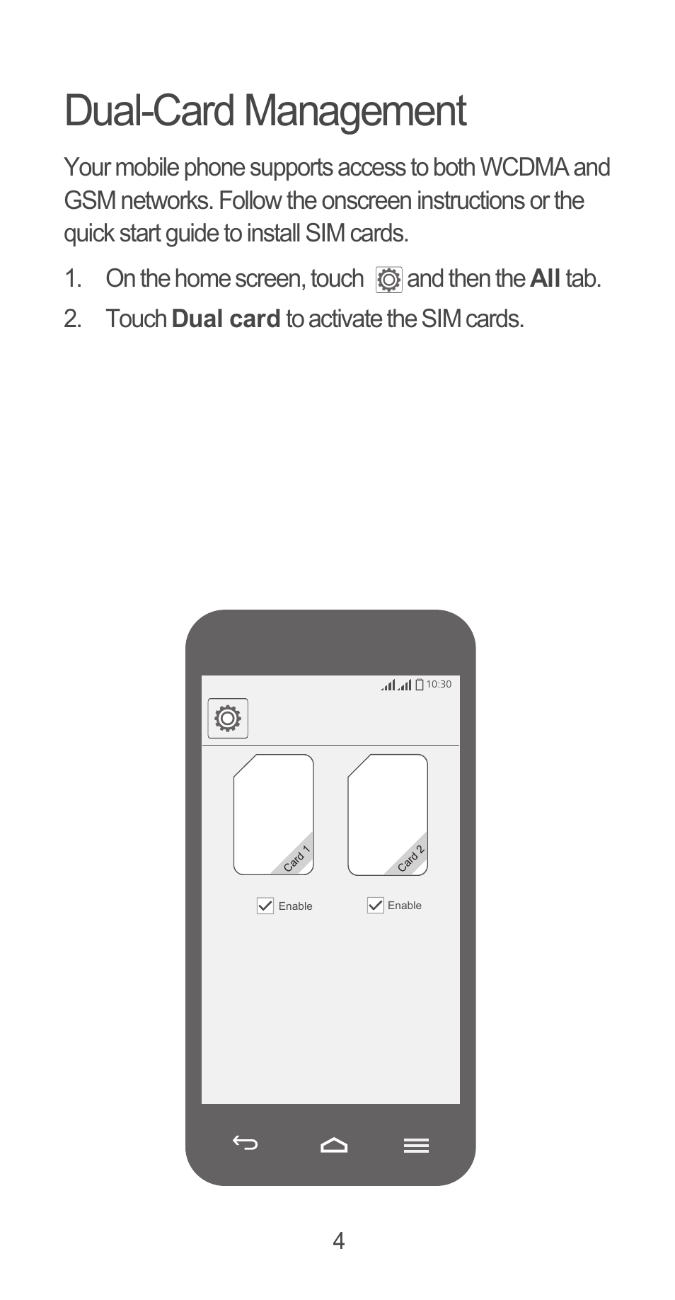 Dual-card management | Huawei Ascend G525 User Manual | Page 4 / 168