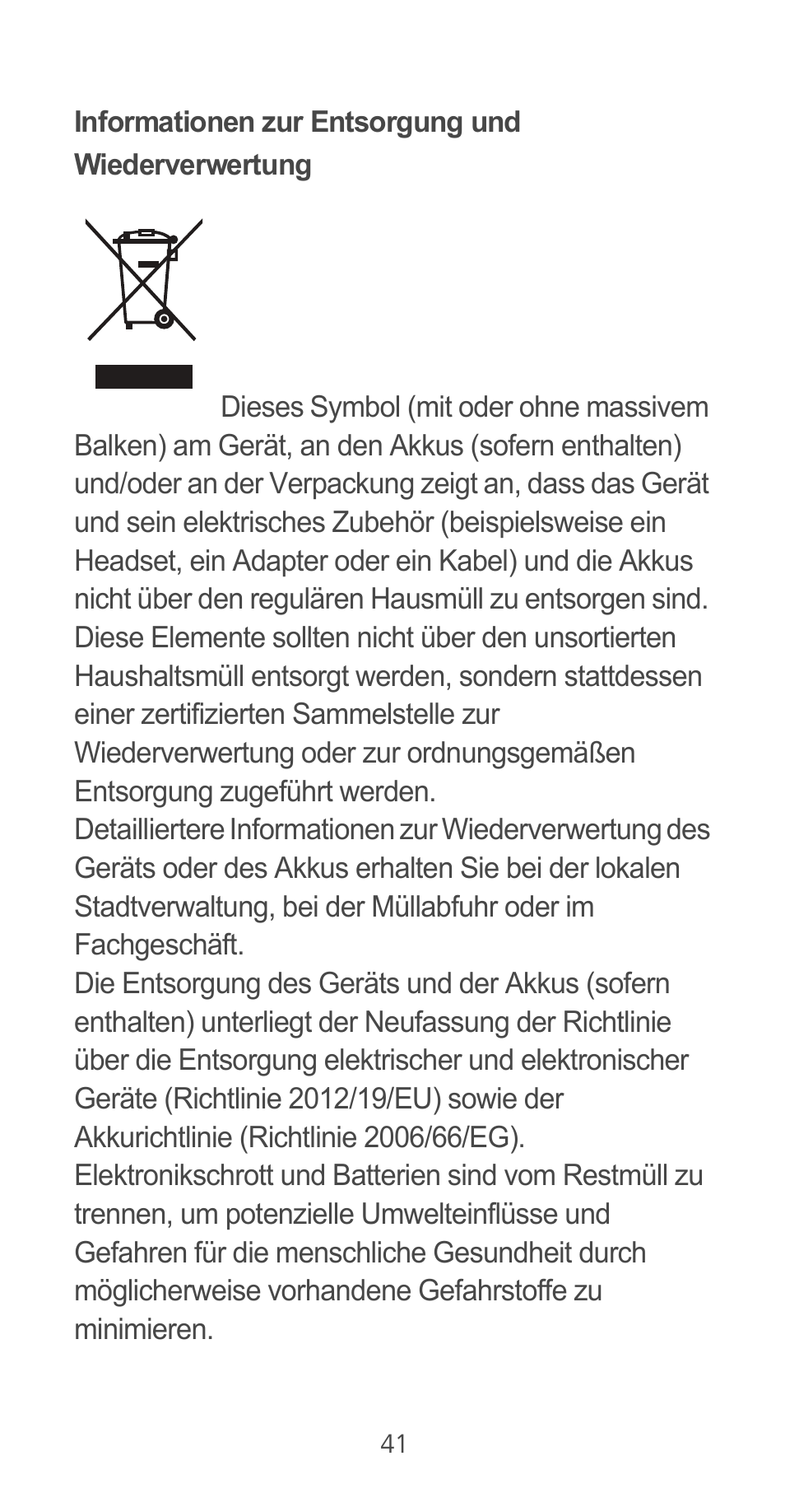 Informationen zur entsorgung und wiederverwertung | Huawei Ascend G525 User Manual | Page 41 / 168