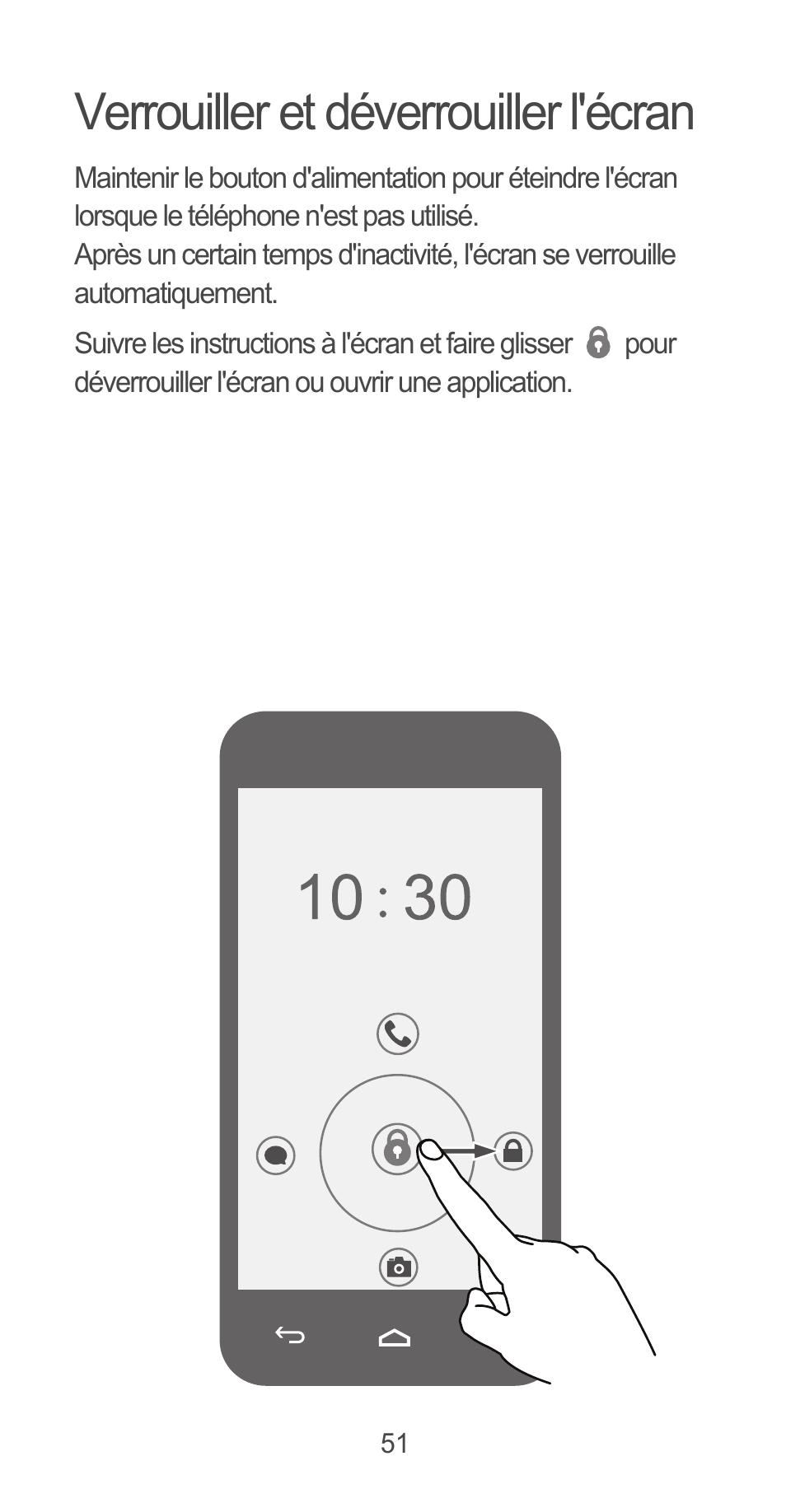 Verrouiller et déverrouiller l'écran | Huawei Ascend G525 User Manual | Page 51 / 168