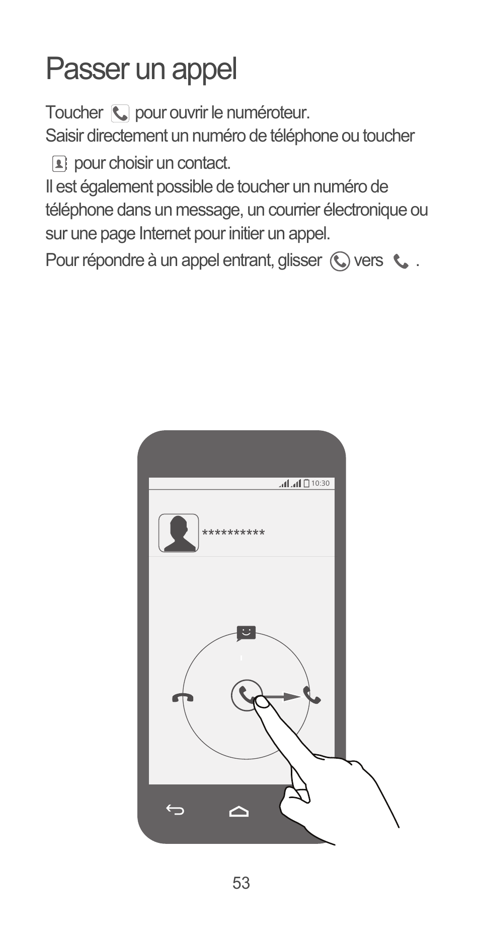 Passer un appel | Huawei Ascend G525 User Manual | Page 53 / 168