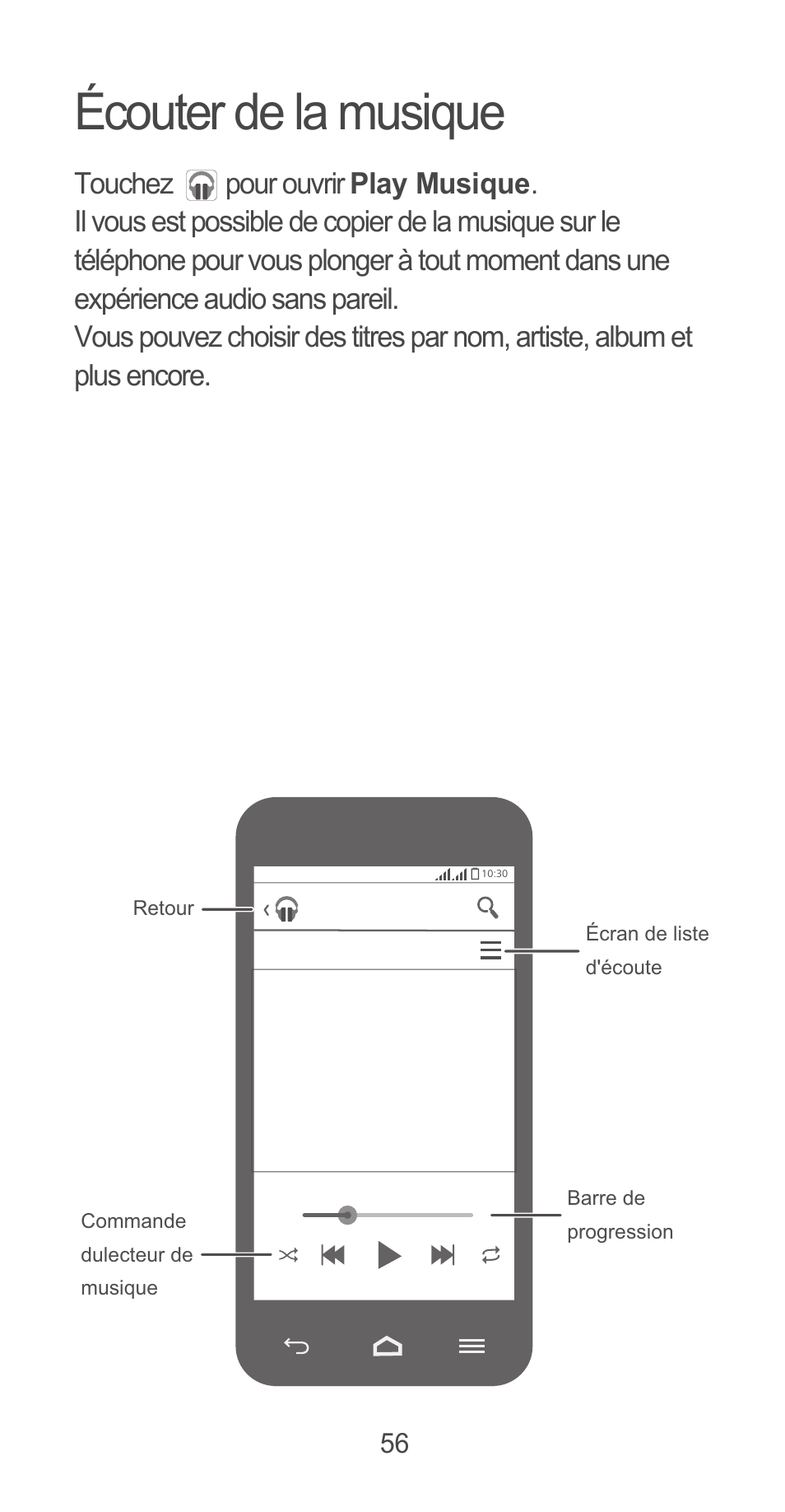 Écouter de la musique | Huawei Ascend G525 User Manual | Page 56 / 168