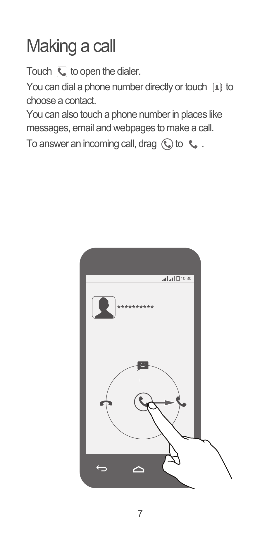 Making a call | Huawei Ascend G525 User Manual | Page 7 / 168