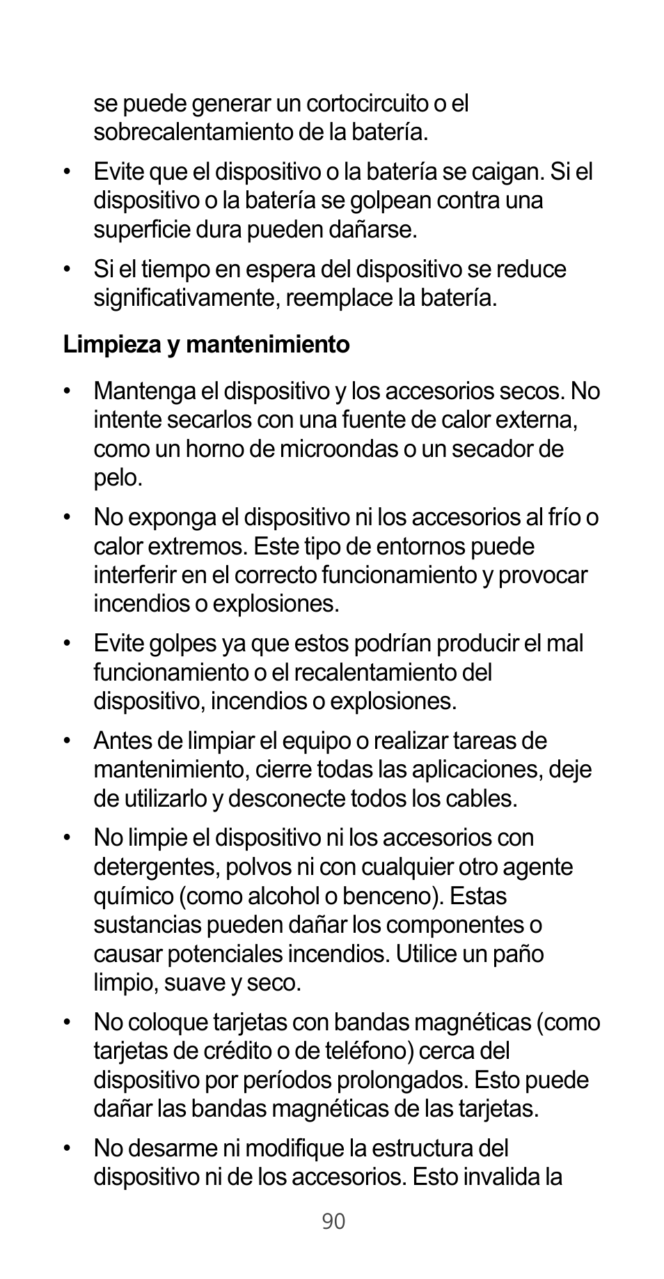 Limpieza y mantenimiento | Huawei Ascend G525 User Manual | Page 90 / 168