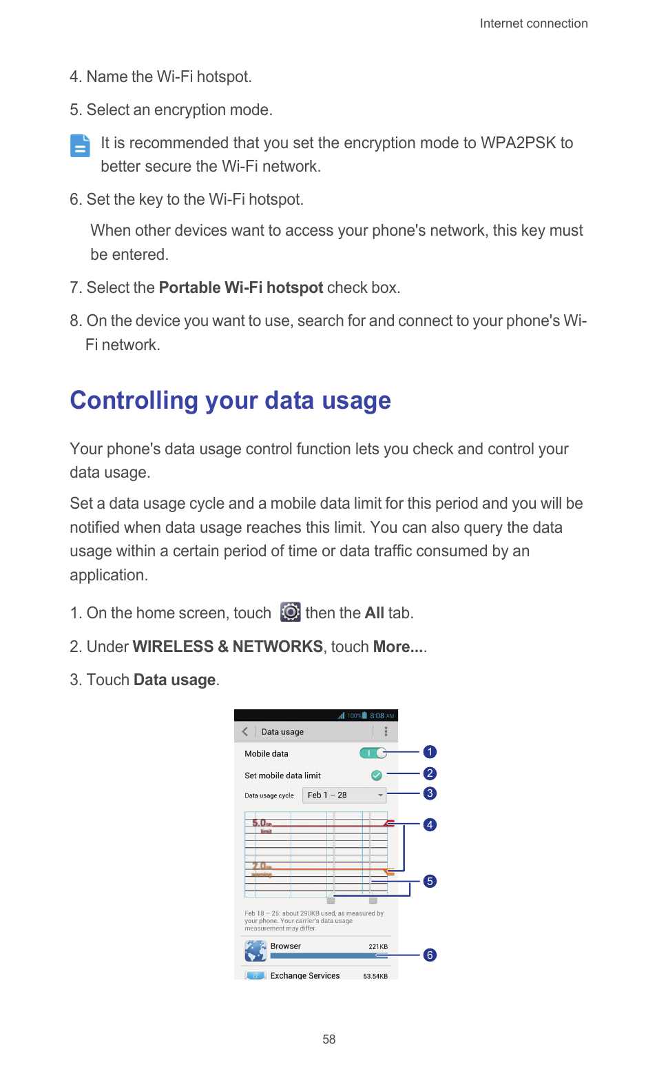 Controlling your data usage | Huawei Ascend G526 User Manual | Page 63 / 98