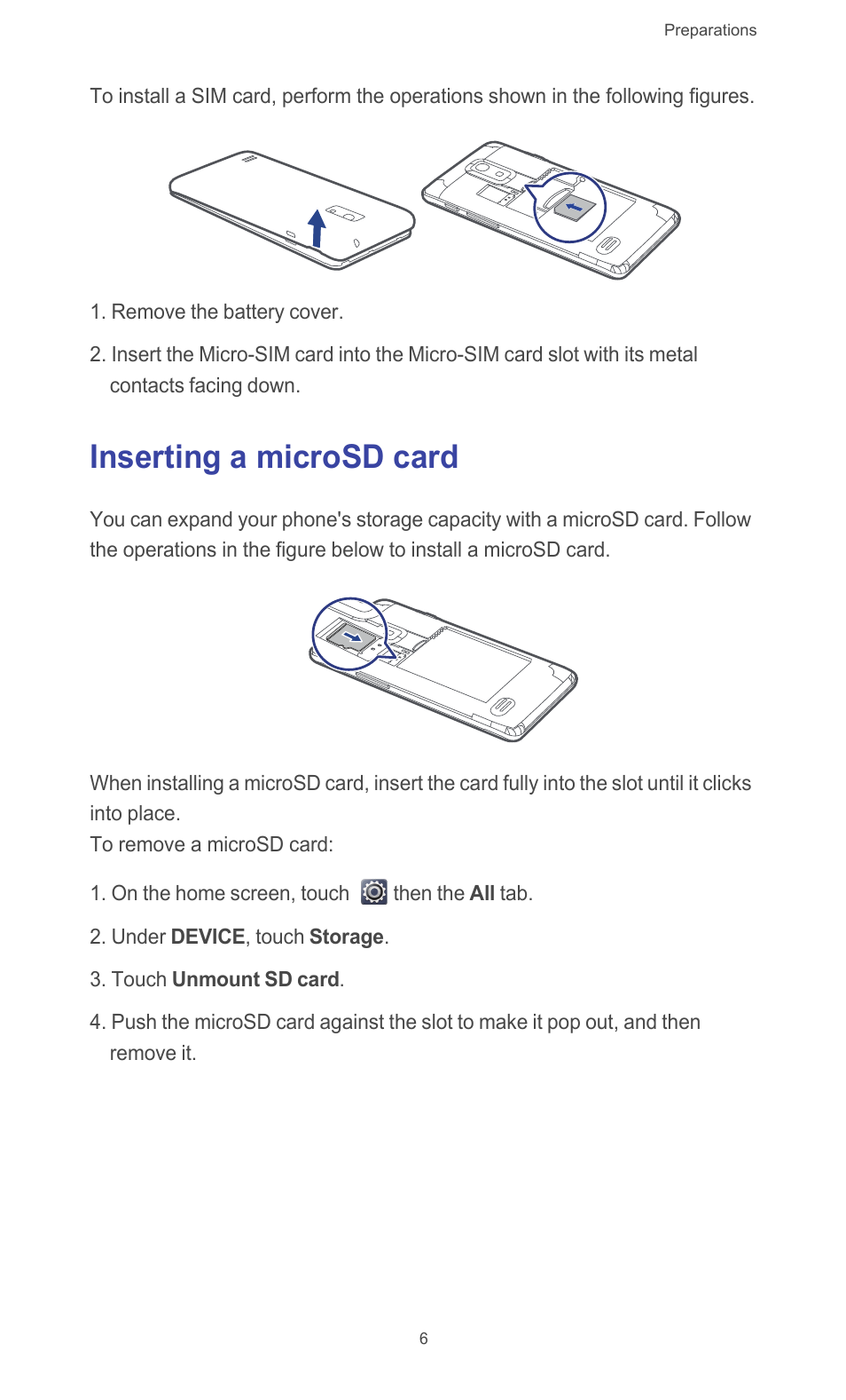 Inserting a microsd card | Huawei Ascend G526 User Manual | Page 11 / 94