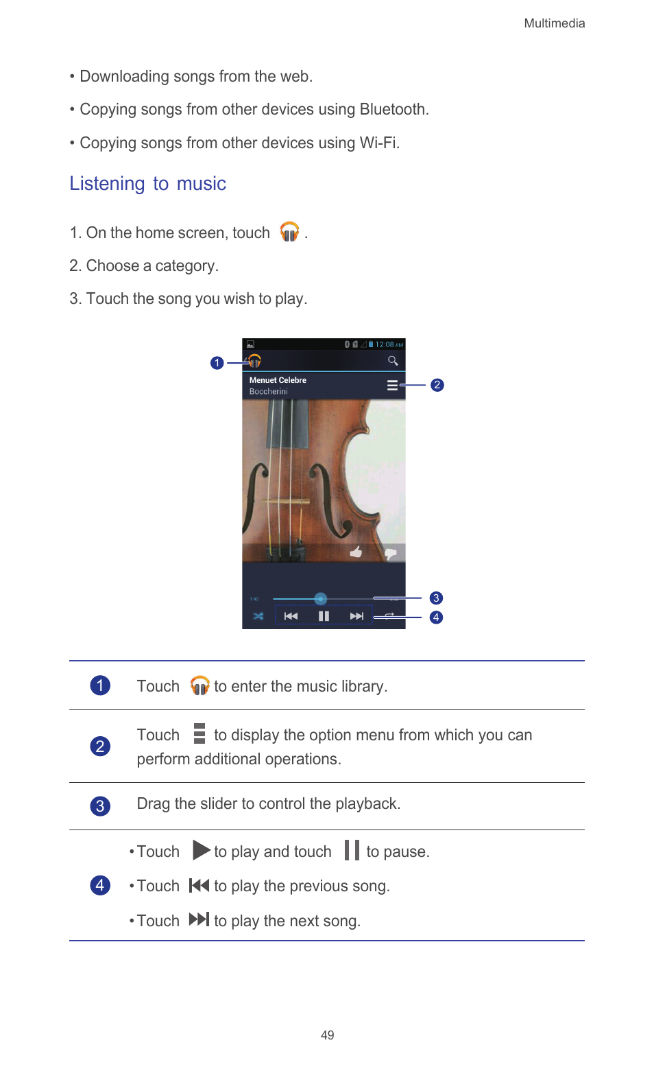 Listening to music | Huawei Ascend G526 User Manual | Page 54 / 94