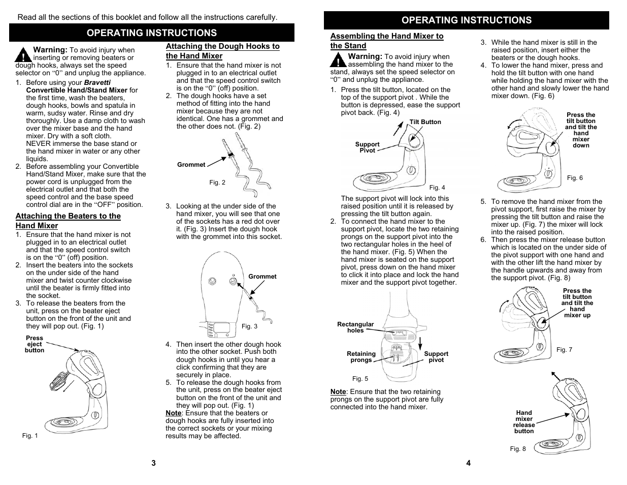 Operating instructions | Bravetti EURO-PRO EP585H User Manual | Page 4 / 4