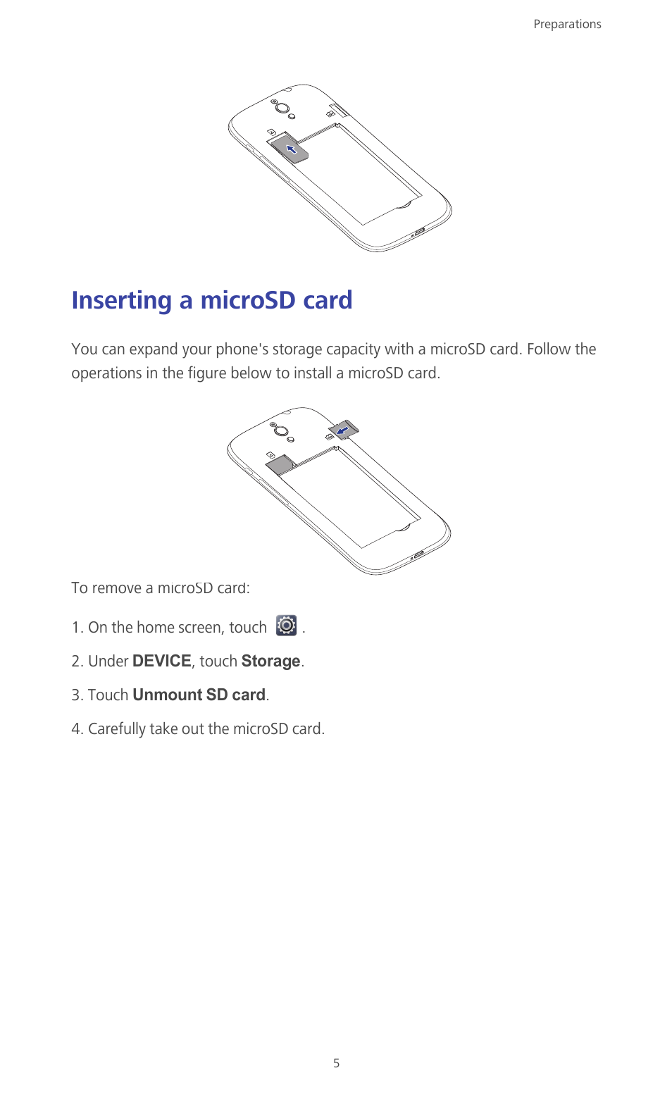 Inserting a microsd card | Huawei Ascend G610-U15 User Manual | Page 10 / 94