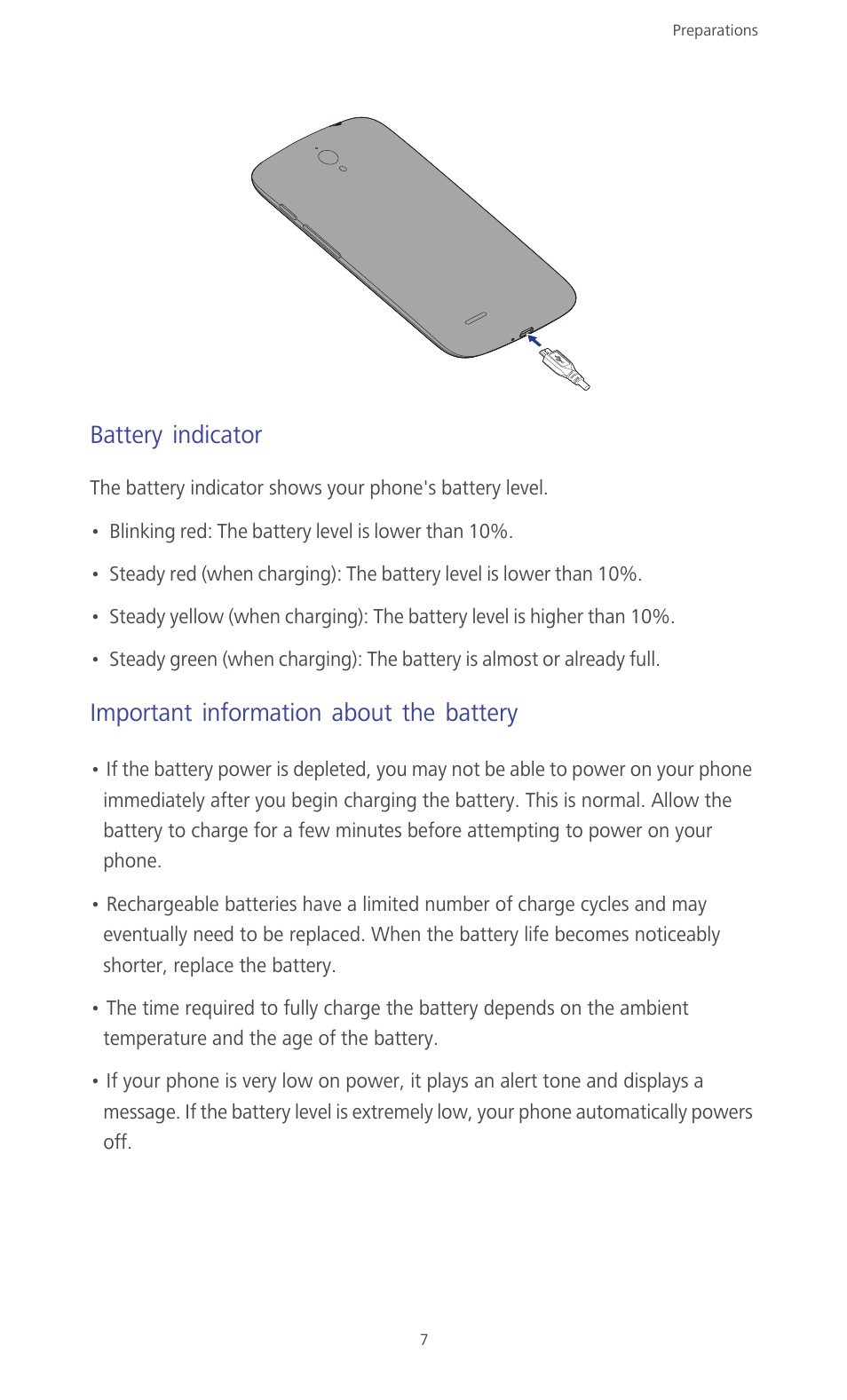 Battery indicator, Important information about the battery | Huawei Ascend G610-U15 User Manual | Page 12 / 94