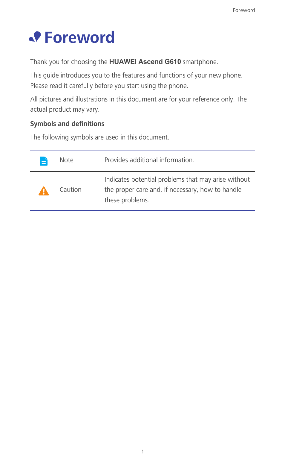 Foreword, Reword | Huawei Ascend G610-U15 User Manual | Page 6 / 94