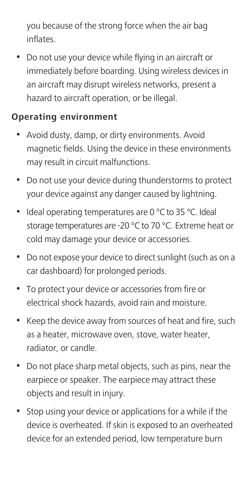 Operating environment | Huawei Ascend G620S Quick Start User Manual | Page 13 / 27