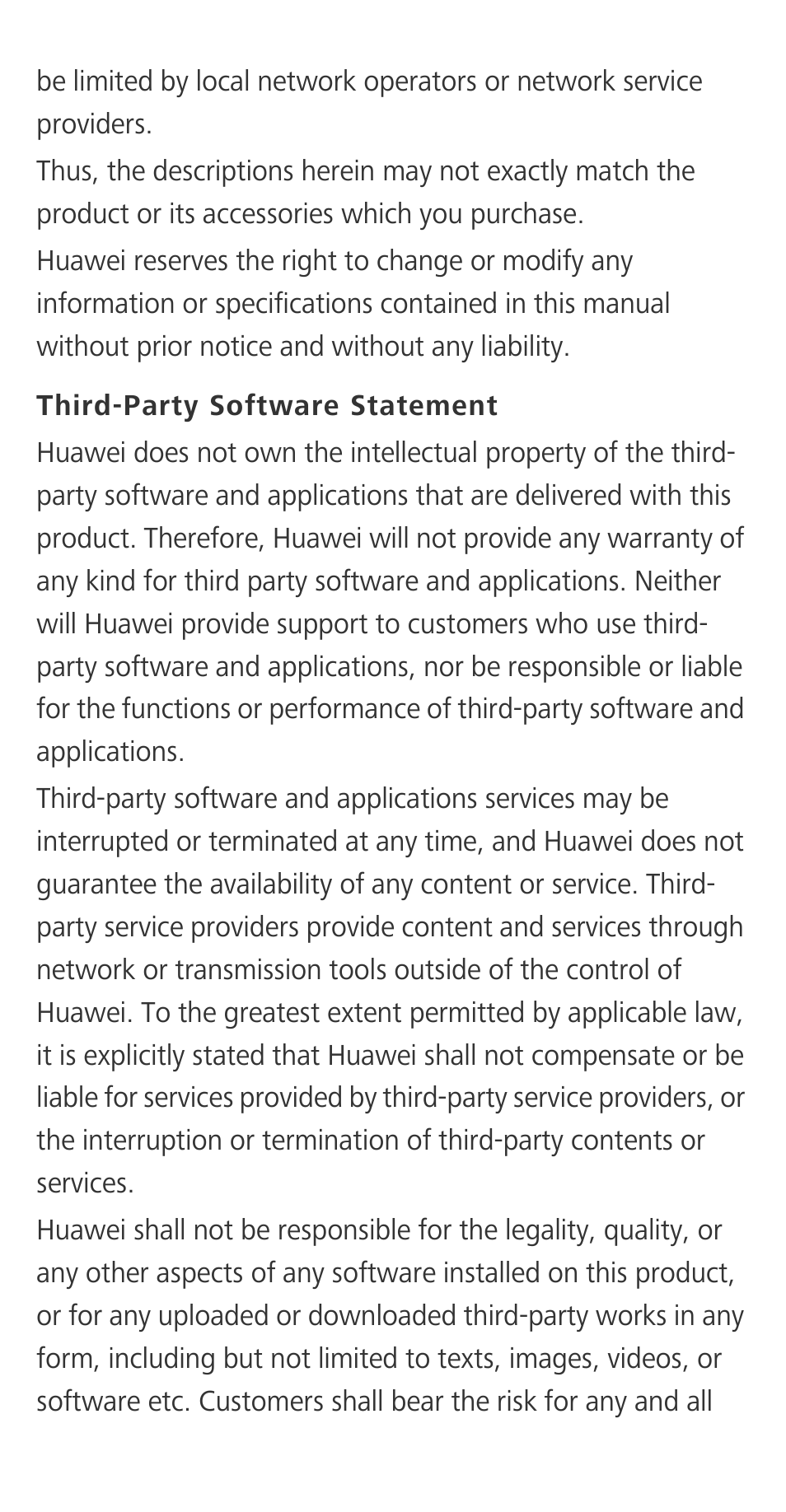 Third-party software statement | Huawei Ascend G620S Quick Start User Manual | Page 24 / 27