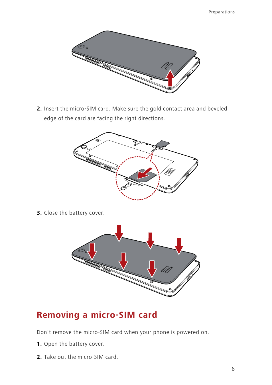 Removing a micro-sim card | Huawei Ascend G620 User Manual | Page 11 / 99