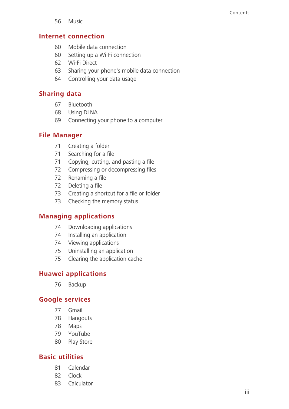 Huawei Ascend G620 User Manual | Page 4 / 99