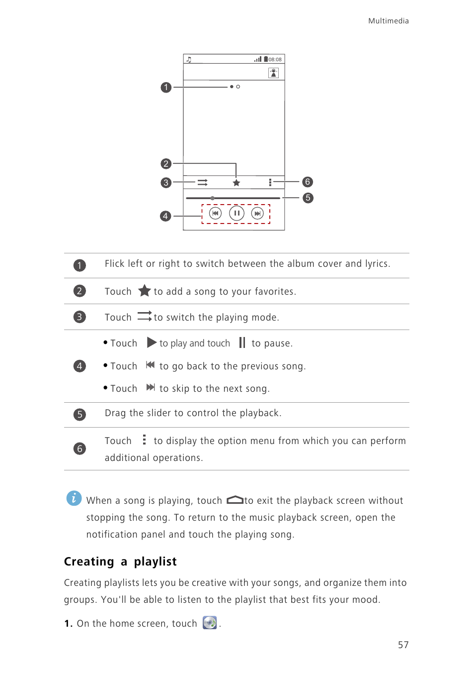 Creating a playlist | Huawei Ascend G620 User Manual | Page 62 / 99
