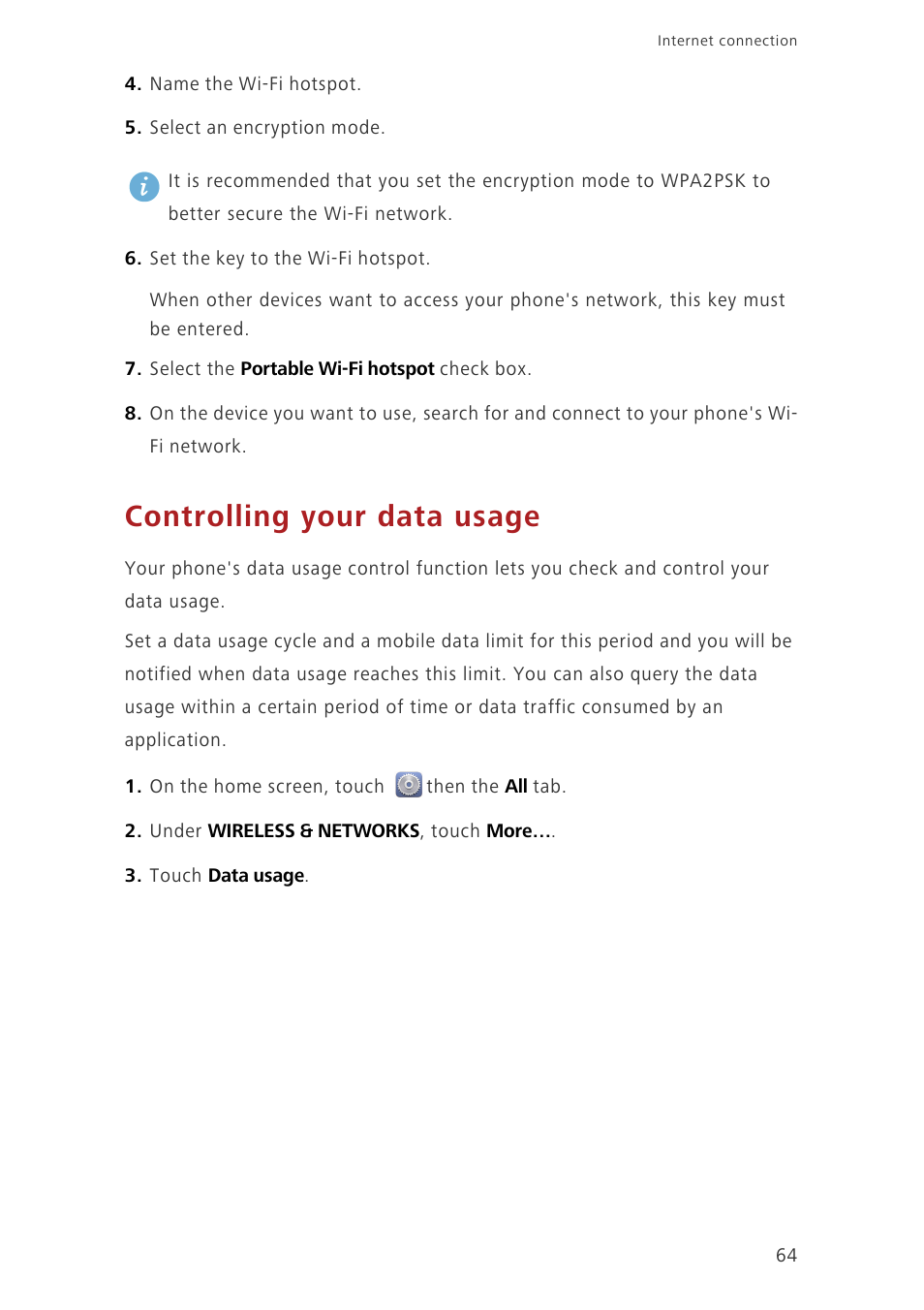 Controlling your data usage | Huawei Ascend G620 User Manual | Page 69 / 99