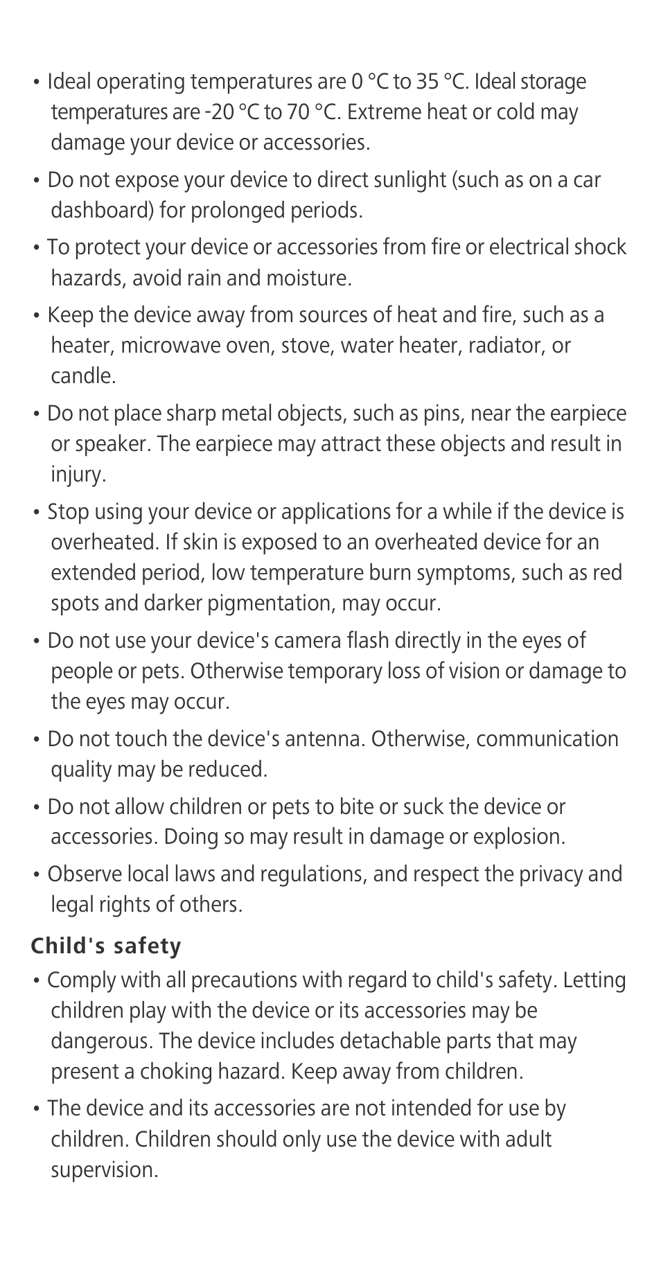 Child's safety | Huawei Ascend G630-U20 Quick Start User Manual | Page 15 / 26