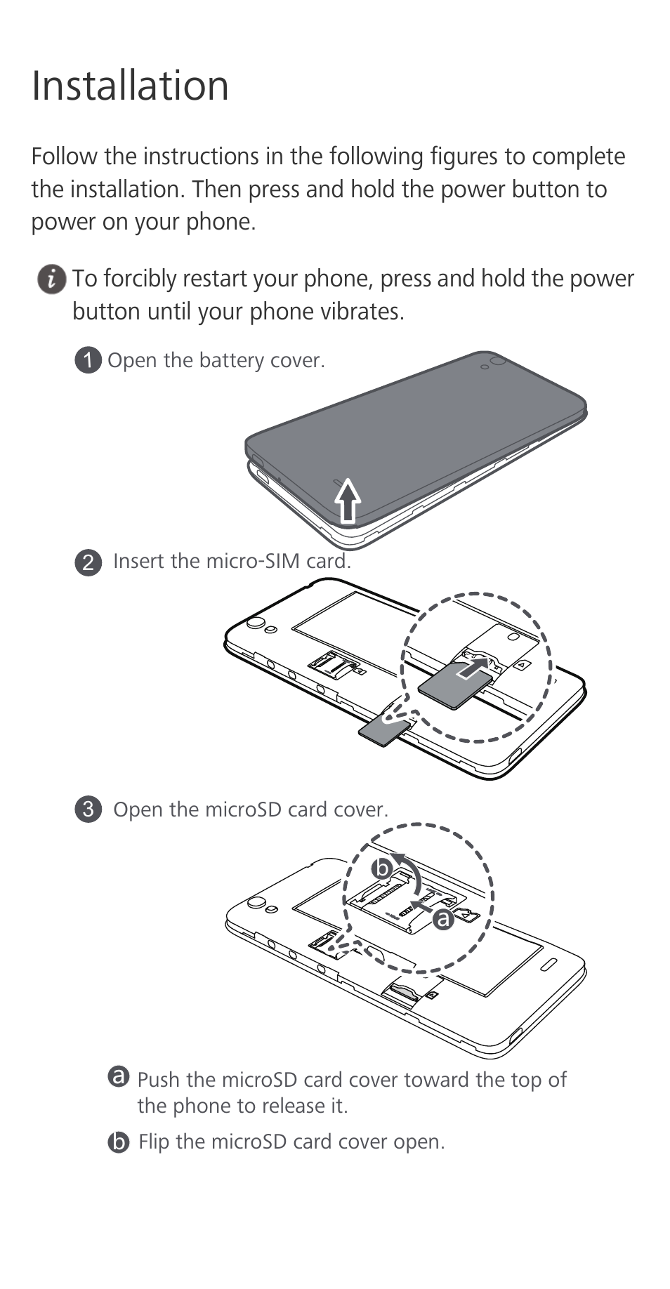 Installation | Huawei Ascend G630-U20 Quick Start User Manual | Page 3 / 26