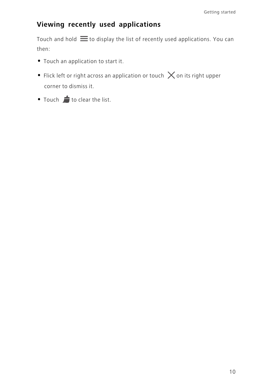Viewing recently used applications | Huawei Ascend G630-U20 User Guide User Manual | Page 14 / 69