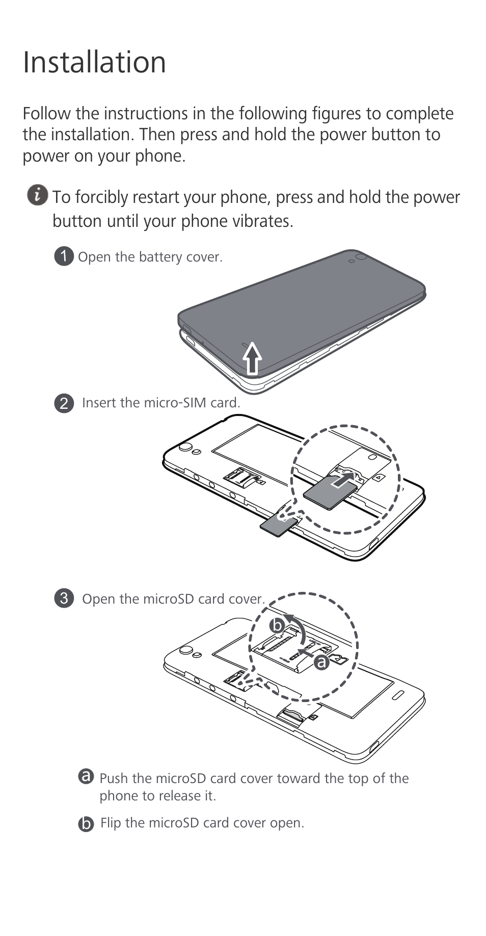 Installation | Huawei Ascend G630-U251 Quick Start User Manual | Page 3 / 24