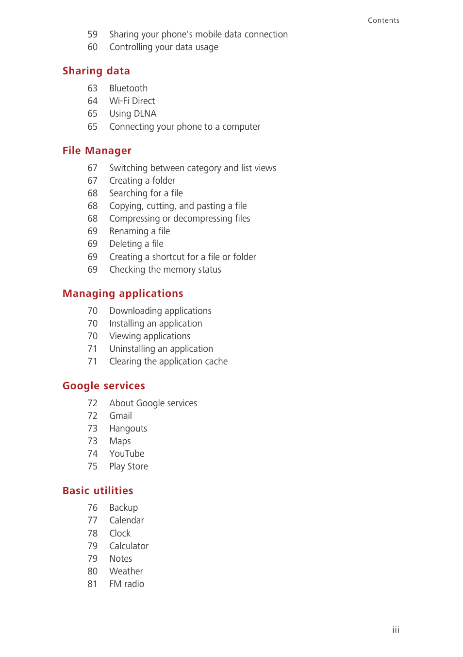 Huawei Ascend G630-U251 User Guide User Manual | Page 4 / 98