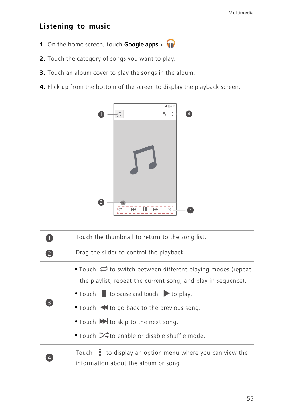 Listening to music | Huawei Ascend G630-U251 User Guide User Manual | Page 60 / 98