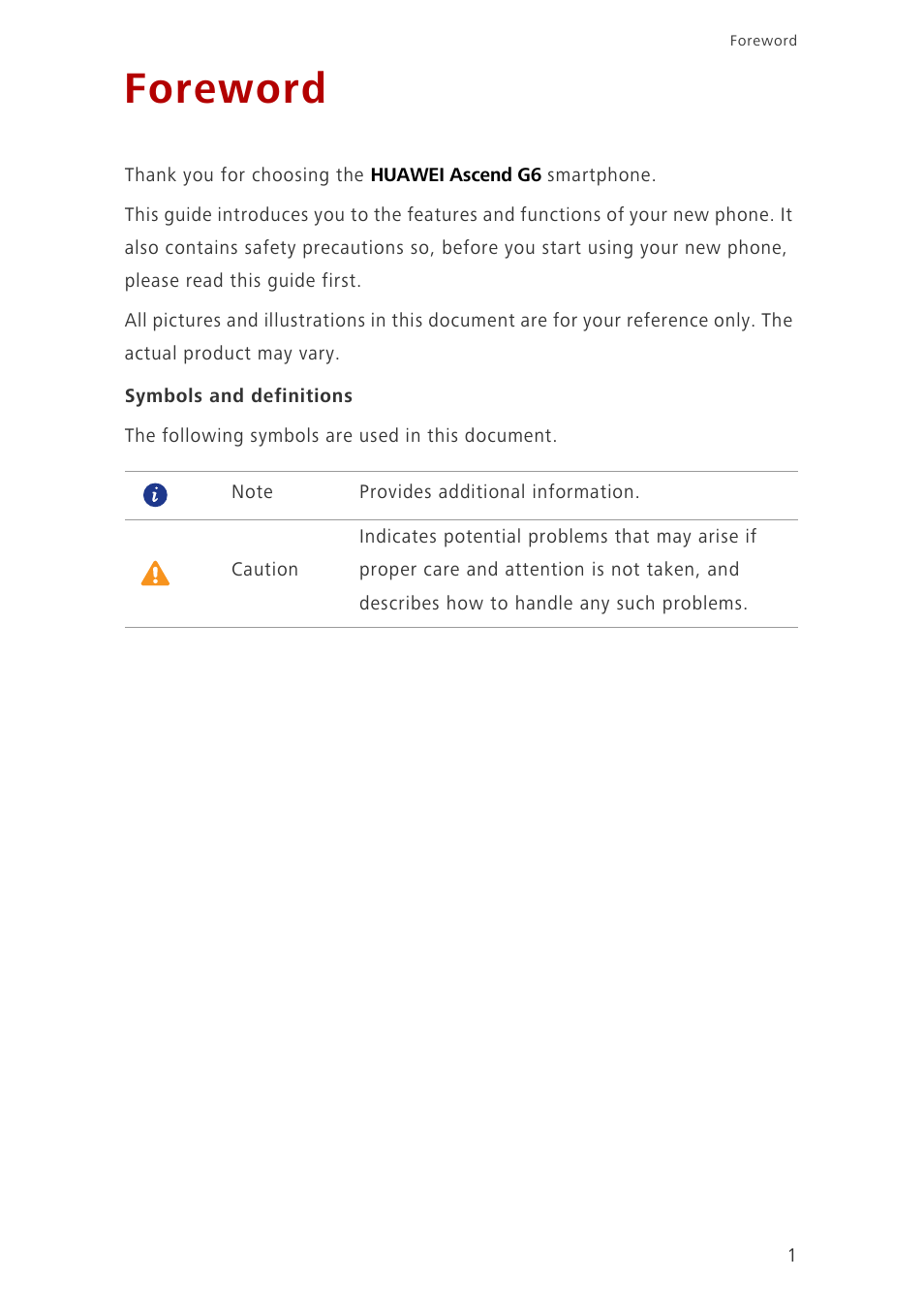 Foreword | Huawei Ascend G6-U10 User Manual | Page 5 / 59