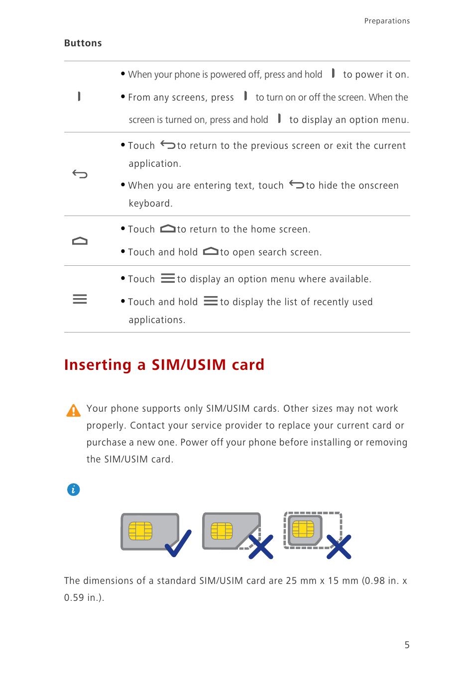 Inserting a sim/usim card | Huawei Ascend G700-U10 User Manual | Page 10 / 98