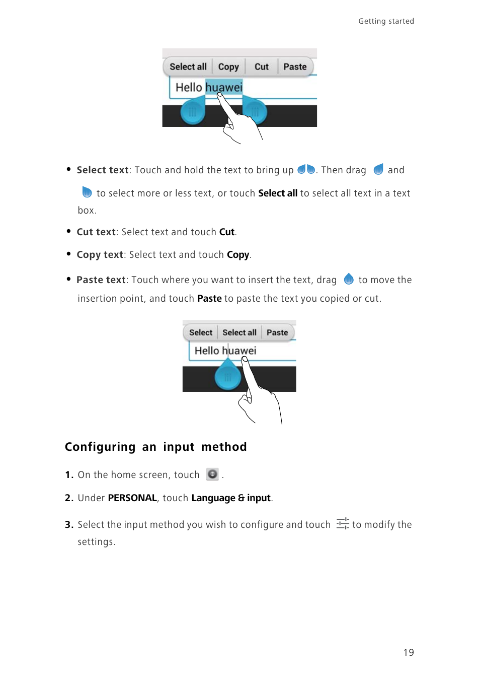 Configuring an input method | Huawei Ascend G700-U10 User Manual | Page 24 / 98