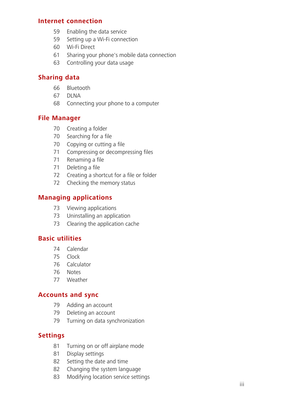 Huawei Ascend G700-U10 User Manual | Page 4 / 98