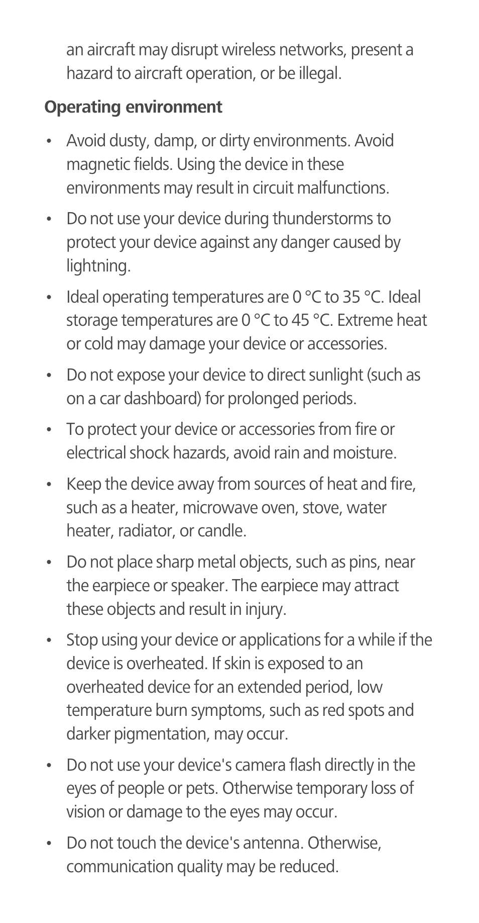 Operating environment | Huawei Ascend G700-U10 User Manual | Page 17 / 32
