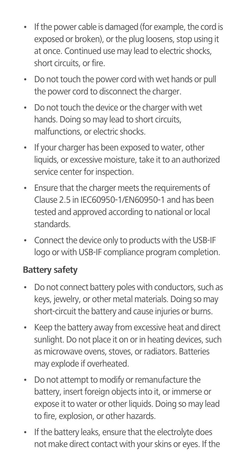 Battery safety | Huawei Ascend G700-U10 User Manual | Page 19 / 32