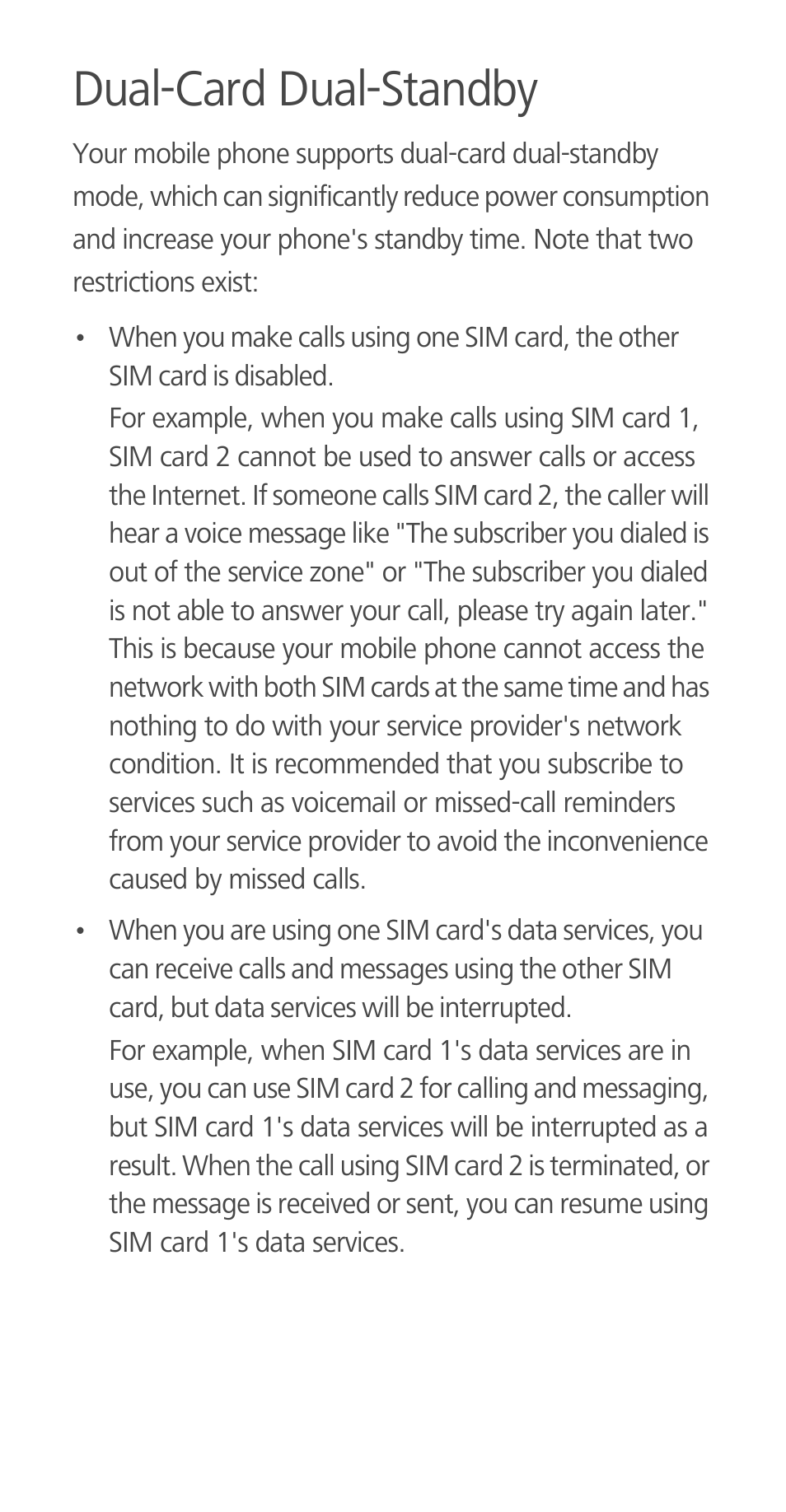 Dual-card dual-standby | Huawei Ascend G700-U10 User Manual | Page 2 / 32