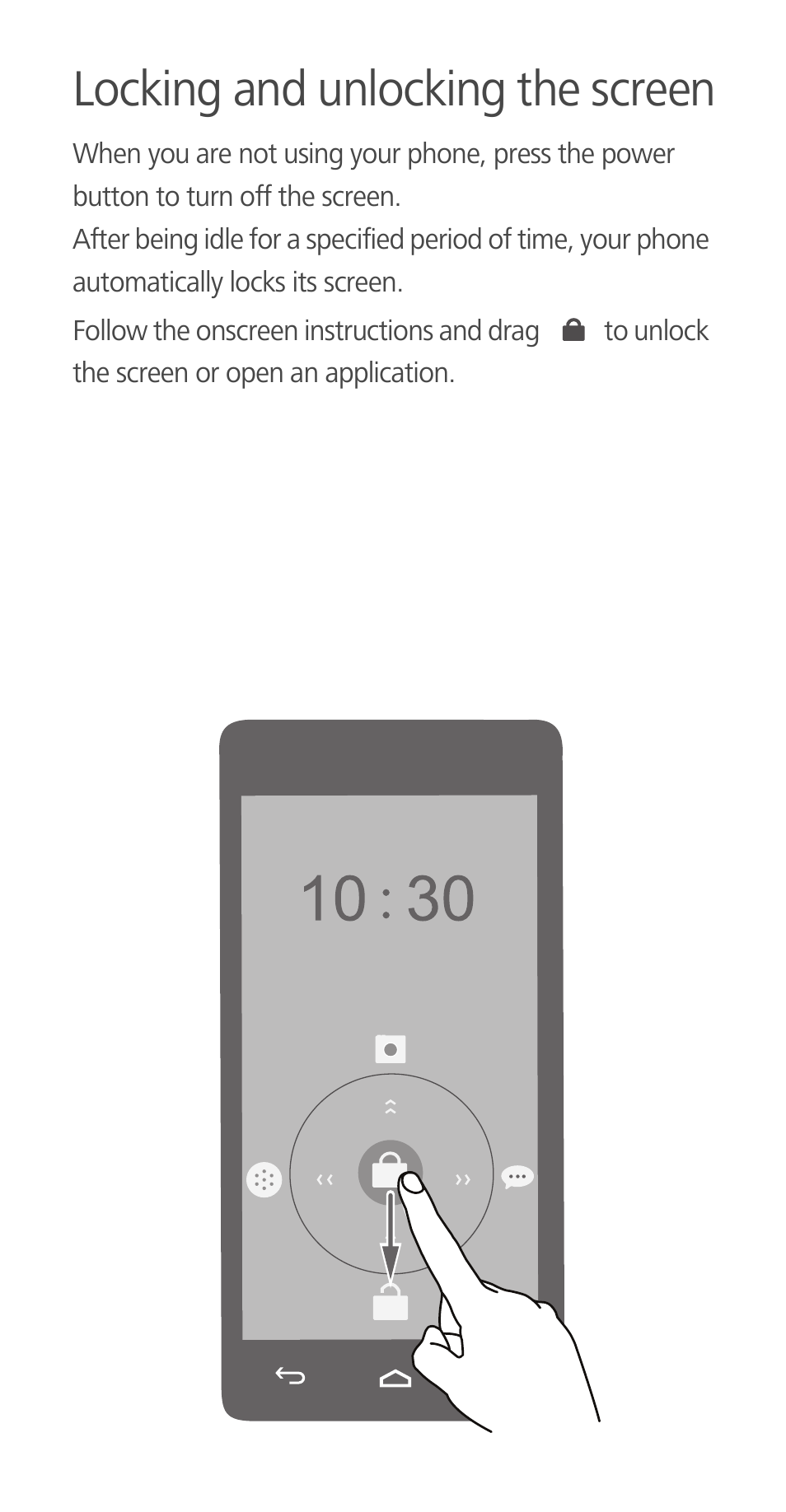 Locking and unlocking the screen | Huawei Ascend G700-U10 User Manual | Page 6 / 32