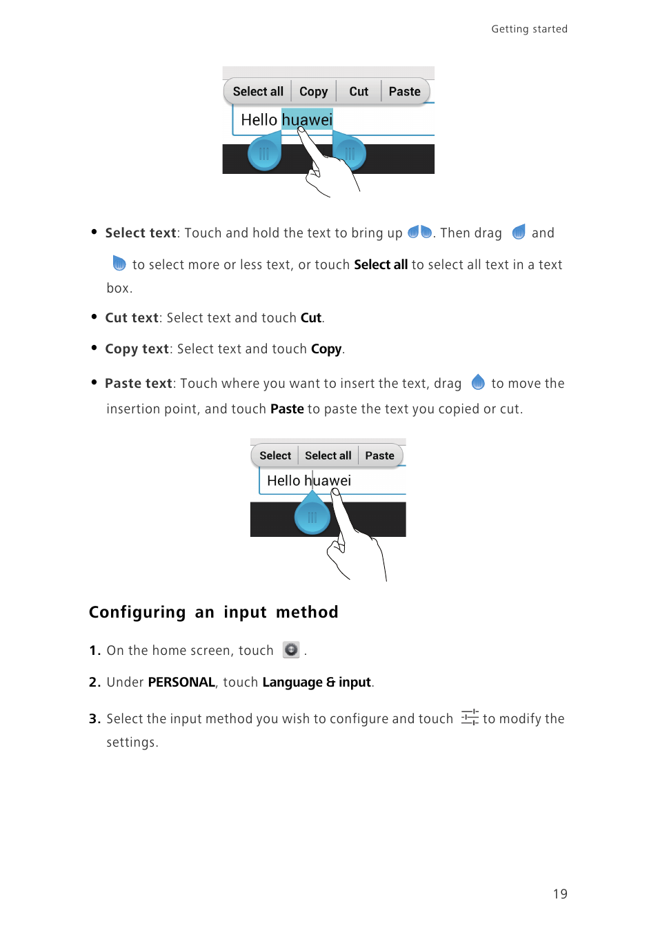 Configuring an input method | Huawei Ascend G700-U20 User Manual | Page 24 / 98