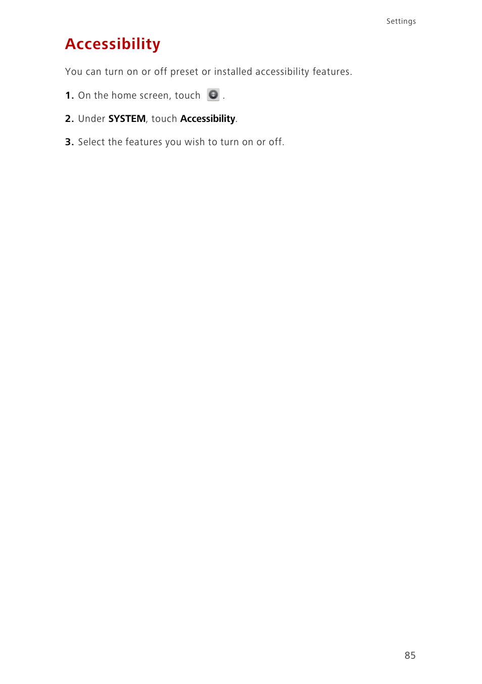 Accessibility | Huawei Ascend G700-U20 User Manual | Page 90 / 98