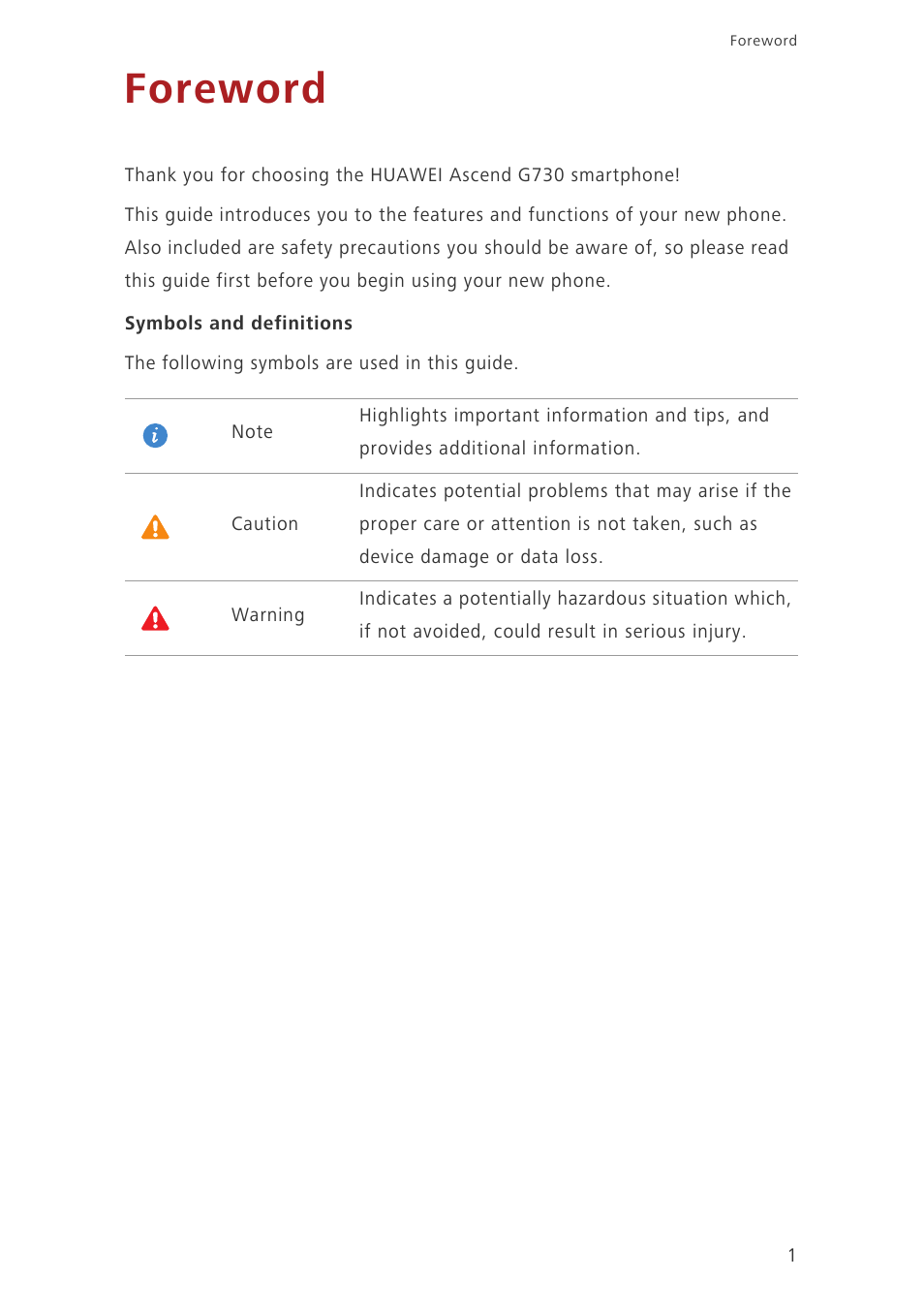 Foreword | Huawei Ascend G730-U10 User Manual | Page 6 / 101