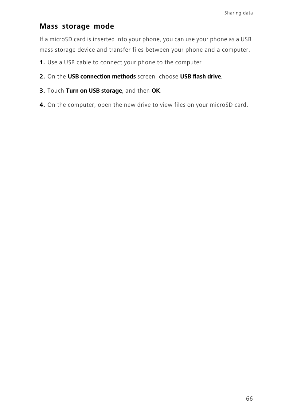 Mass storage mode | Huawei Ascend G730-U10 User Manual | Page 71 / 101