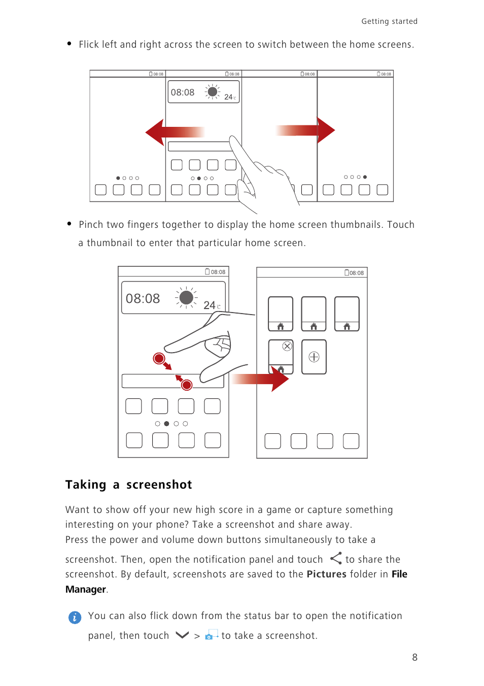 Taking a screenshot | Huawei Ascend G750-U10 User Manual | Page 12 / 72