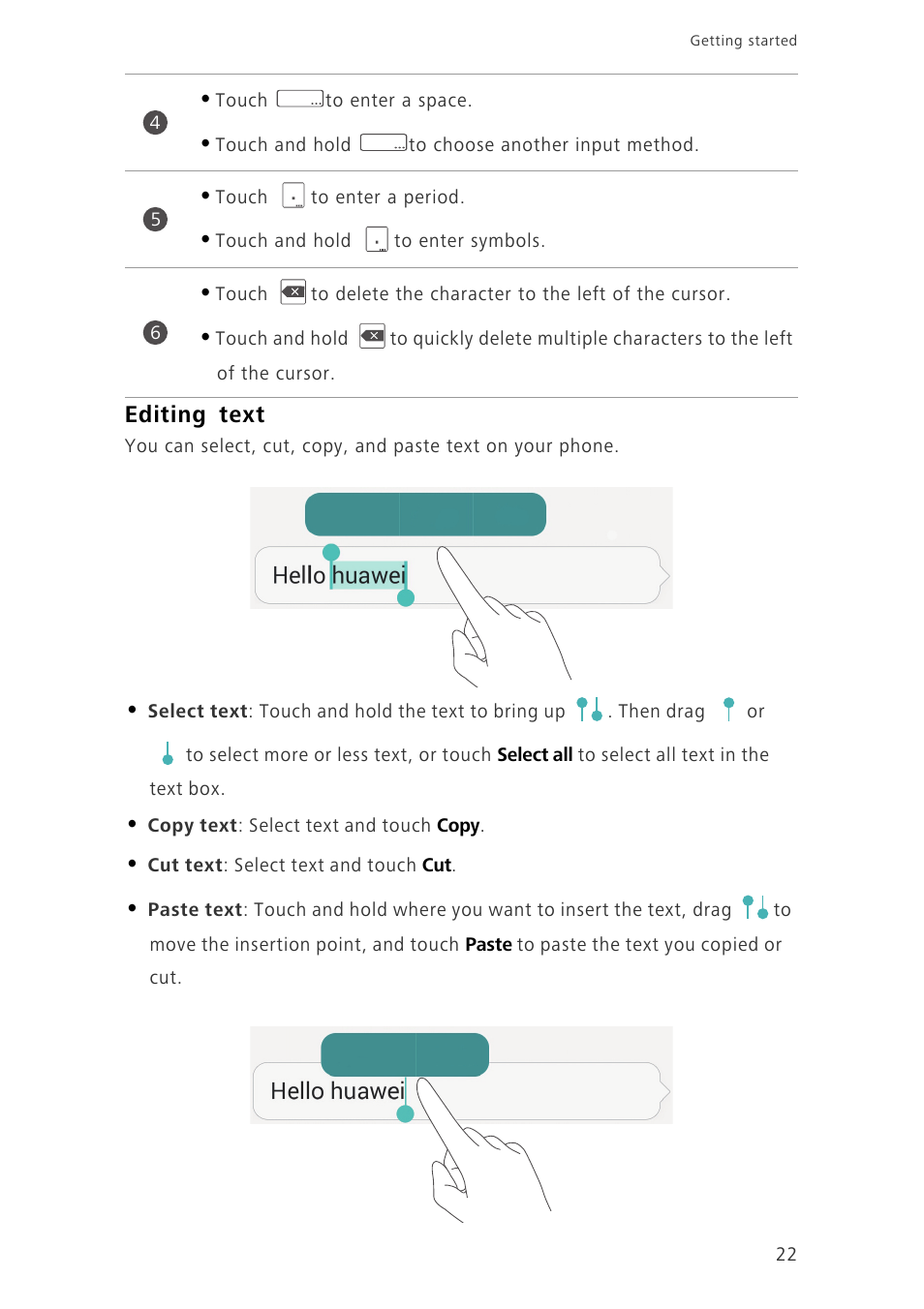 Editing text | Huawei Ascend G7-L01 User Guide User Manual | Page 26 / 84