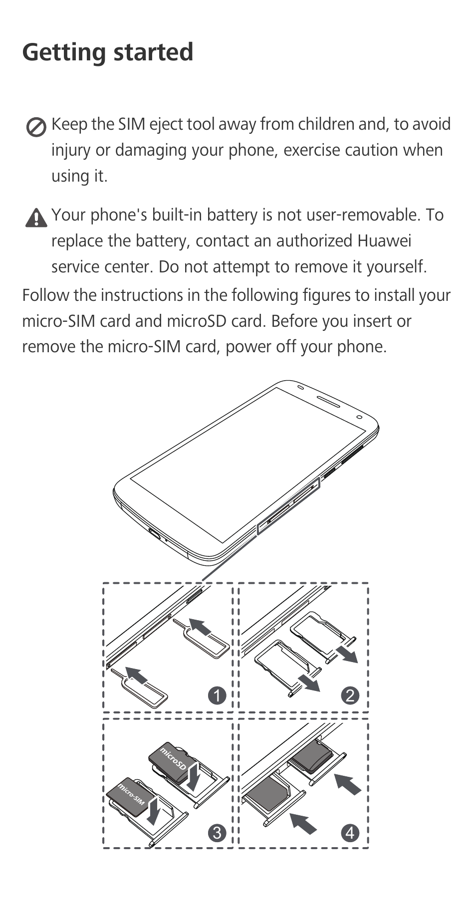 Getting started | Huawei Ascend G7-L01 Quick Start Guide User Manual | Page 3 / 28