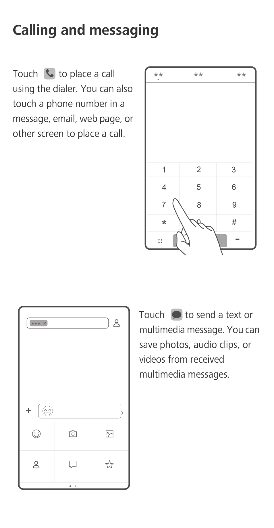 Calling and messaging | Huawei Ascend G7-L01 Quick Start Guide User Manual | Page 5 / 28