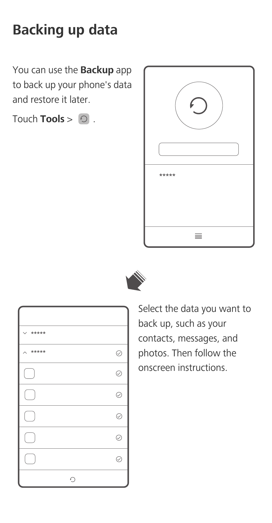 Backing up data | Huawei Ascend G7-L01 Quick Start Guide User Manual | Page 8 / 28