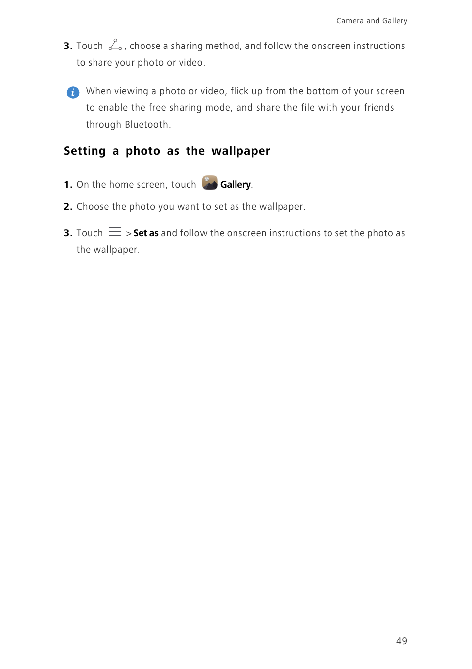 Setting a photo as the wallpaper | Huawei Ascend Mate7 MT7-TL10 User Manual | Page 53 / 89